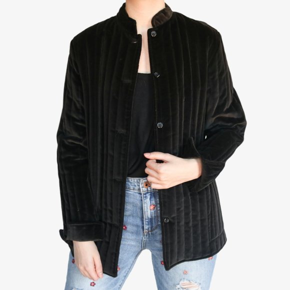 Vintage Jackets & Blazers - Vintage | Two Potato Black Velvet Quilted Jacket